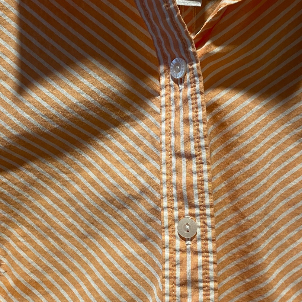 Villager Liz Claiborne Top 14 Peach Stripe Sleeveless Button Down Cotton Classic - Picture 5 of 6
